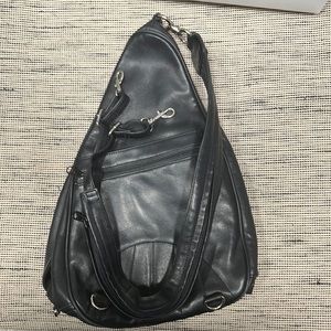 Norm Thompson Black leather backpack